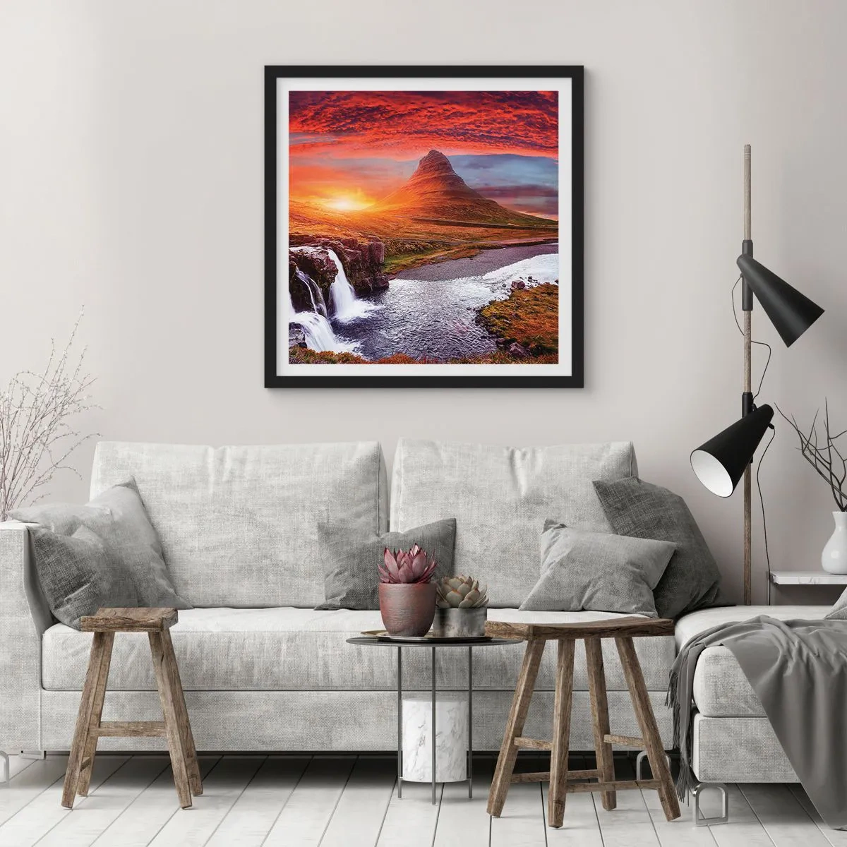 Affisch i svart ram - Utsikt över Midgård - 30x30 cm