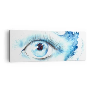 Canvastavla - Bild på duk - Doppa sig i den blåa blicken - 140x50 cm