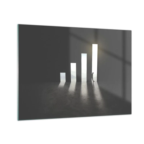 Glastavla - Bild på glas - Människan i ljuset av tillväxt som symboliserar utveckling - 70x50cm - Framgång - ett intryck - Modern väggdekoration för vardagsrum och sovrum ARTTOR