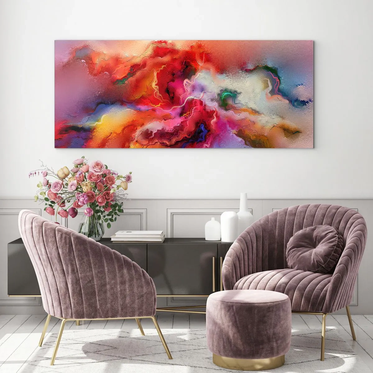 Glastavla - Bild på glas - Fåna drömmarna - rök - 140x50 cm