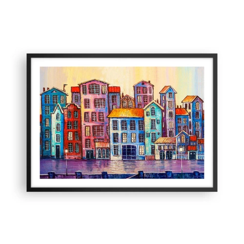 Affisch i svart ram - En sagostad - 70x50 cm