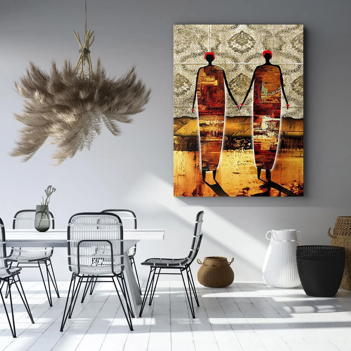 Canvastavla - Bild på duk - Etnisk komposition i Afrikas färger - 55x100 cm