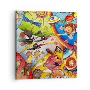 Canvastavla - Bild på duk - Stora rymdäventyret - 70x70 cm