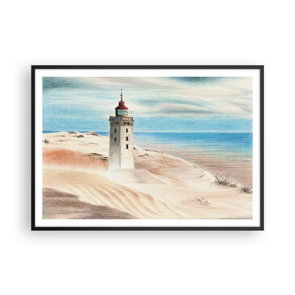 Affisch i svart ram - Tittar alltid i havet - 100x70 cm