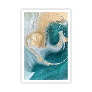 Affisch - Guld- och turkosvirvel - 61x91 cm