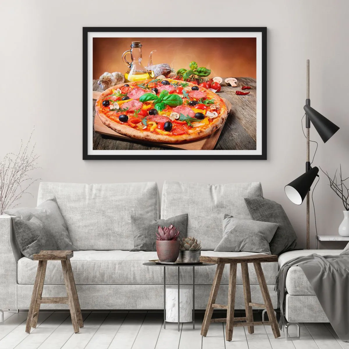 Affisch i svart ram - Med riktig italiensk smak - 50x40 cm