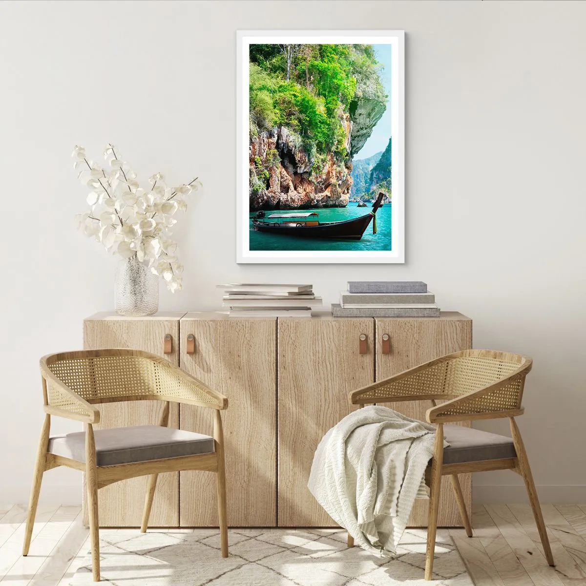 Affisch i vit ram - Inbjudan till exotisk resa - 70x100 cm