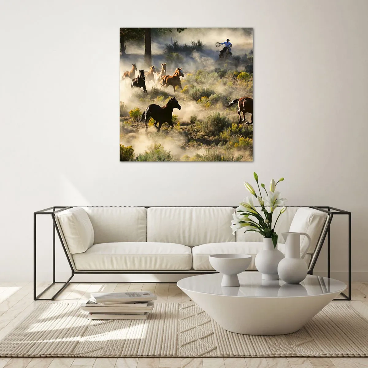 Glastavla - Bild på glas - Tävlande - frihet eller manlig styrka? - 30x30 cm