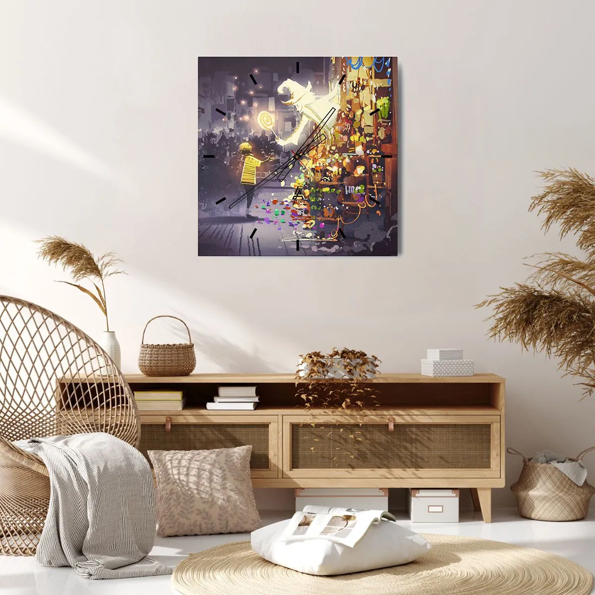 Väggklocka - Klocka på glas - Trolldom existerar - 40x40 cm