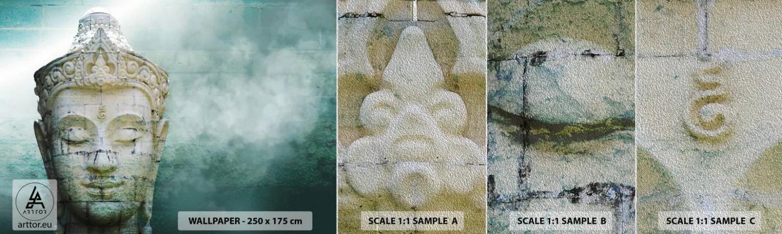 Provbit av fototapet Premium Sand - På jakt efter ljus - Buddha, Buddha staty, Asien - 100x30 cm