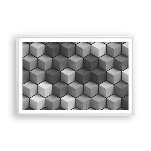 Affisch i vit ram - Kubistiskt pussel - 91x61 cm