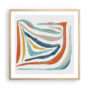 Affisch i ram av ljusek - Vänligt leende abstraktion - 60x60 cm