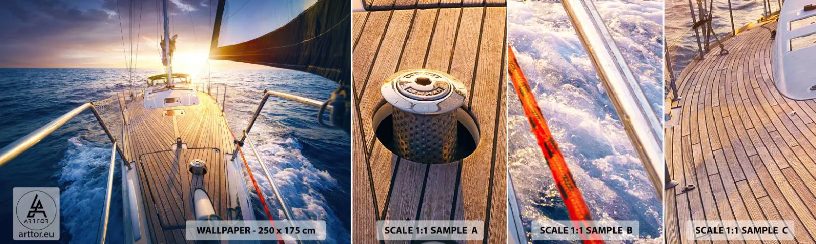 Fototapet Prov Standard Eco - Springa på vågorna - Segelbåt, Hav, segling - 100x30 cm