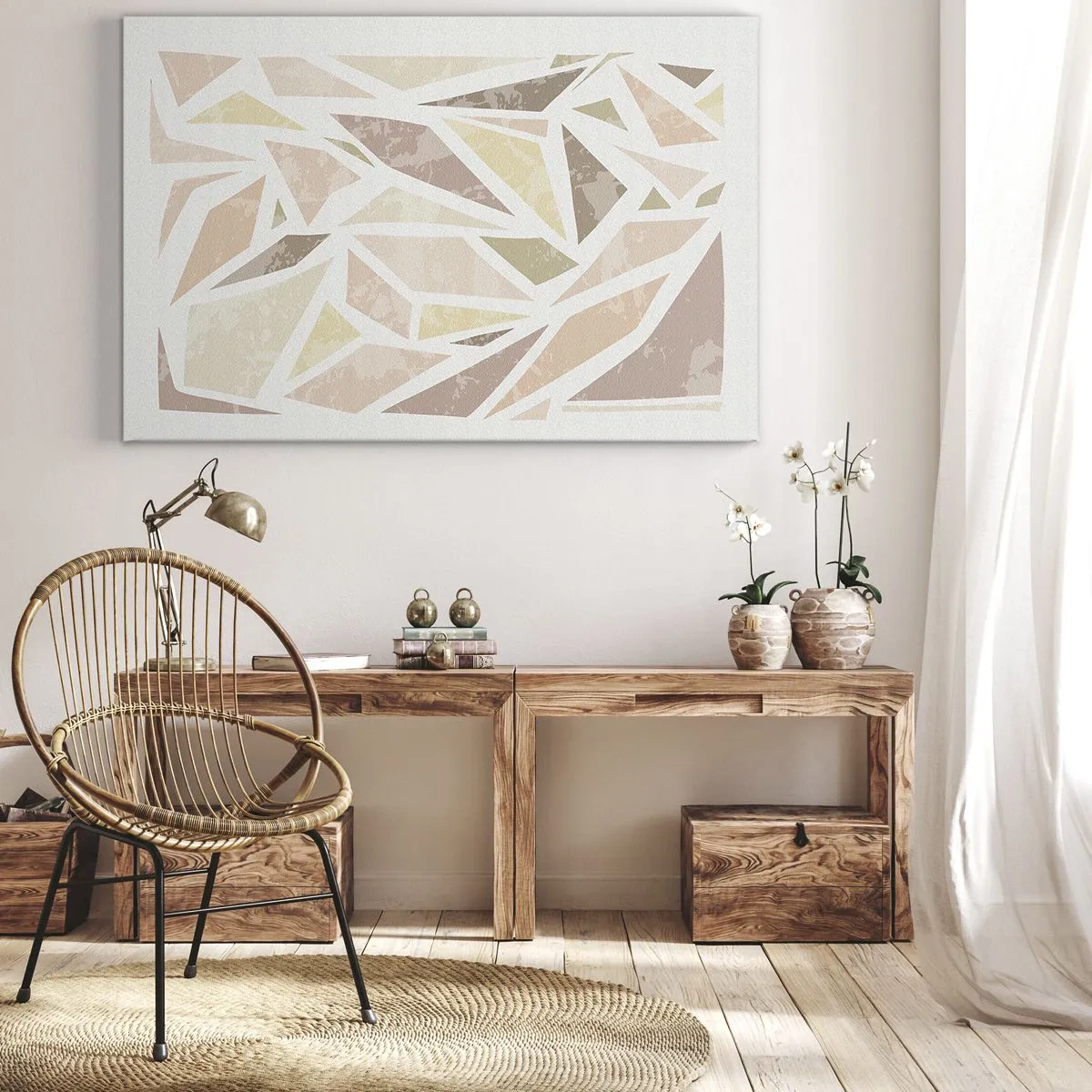 Canvastavla - Bild på duk - Komposition av färgat glas - 100x70 cm