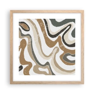 Affisch i ram av ljusek - Meandrar av jordnära färger - 40x40 cm