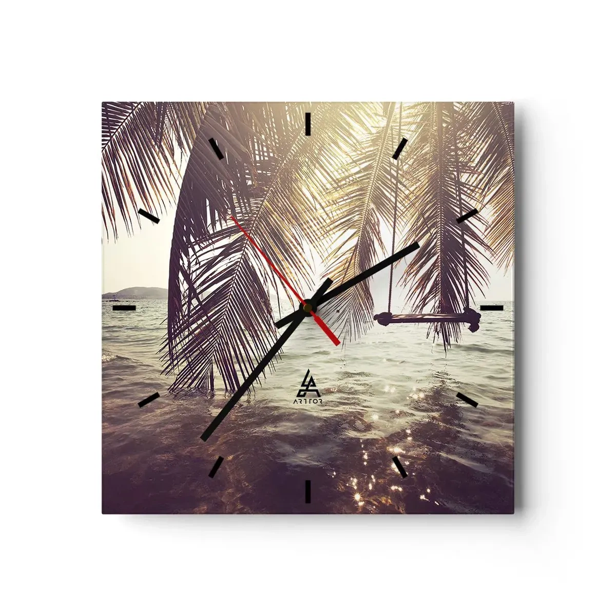 Väggklocka - Klocka på glas - Gunga i molnen hur mycket du vill - 40x40 cm