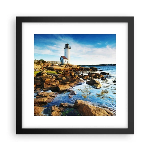 Affisch i svart ram - Kom lyckligt tillbaka, jag väntar - 30x30 cm