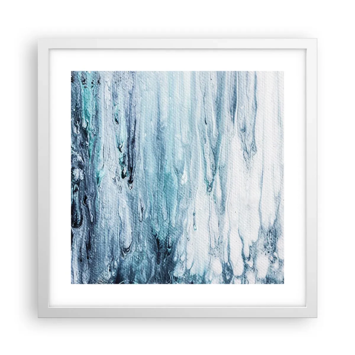 Affisch i vit ram - Blåa istappar - 40x40 cm