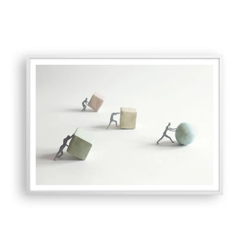 Affisch i vit ram - Livet leker - 100x70 cm