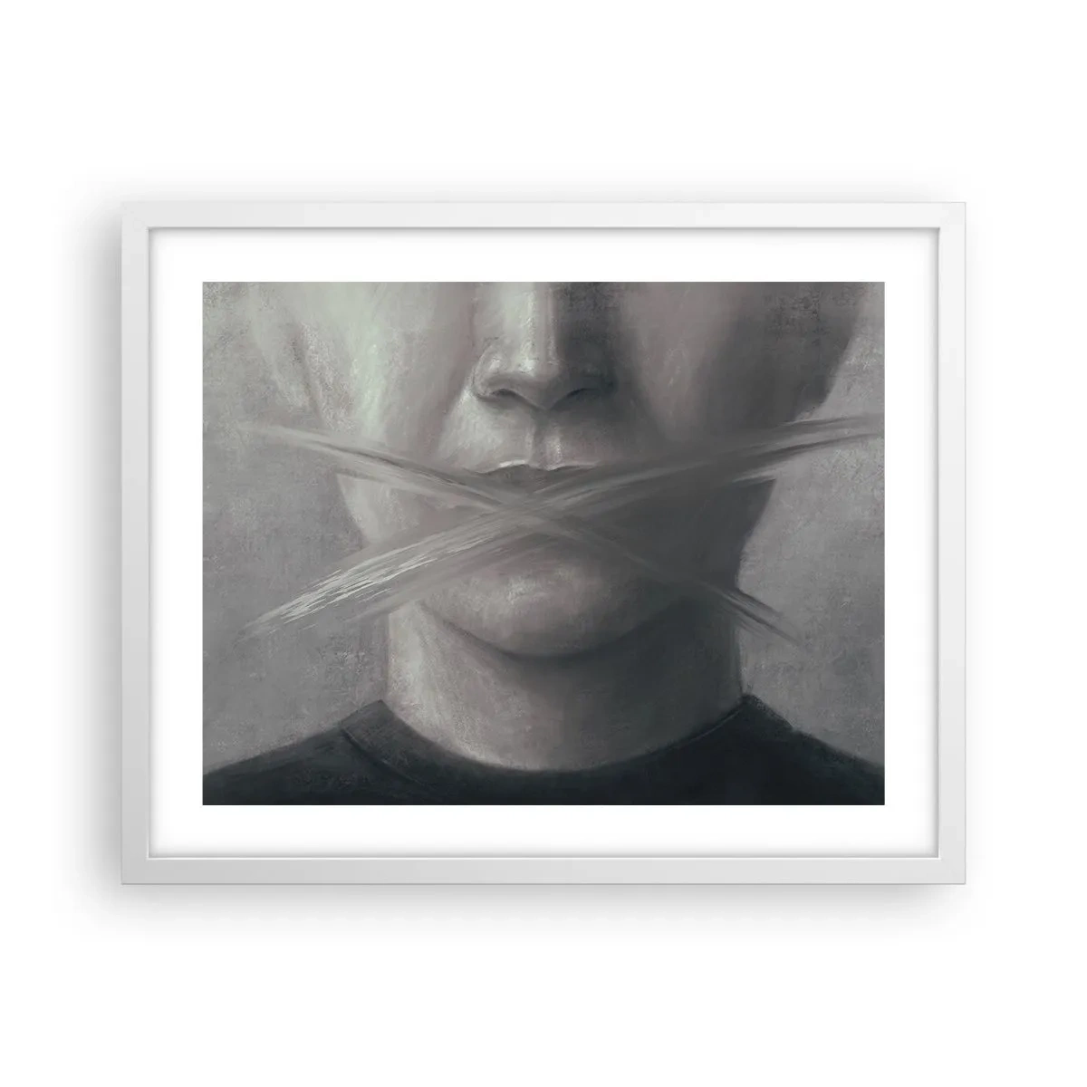 Affisch i vit ram - Inte ett ord - 50x40 cm