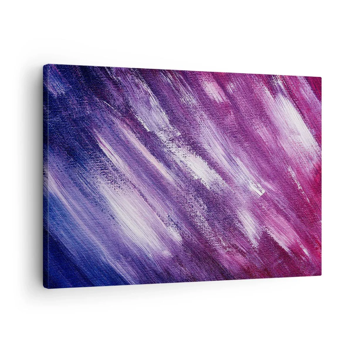 Canvastavla - Bild på duk - Abstrakta penseldrag i nyanser av lila och rosa - 70x50cm - När solig vind blåser - Modern väggdekoration för vardagsrum och sovrum ARTTOR