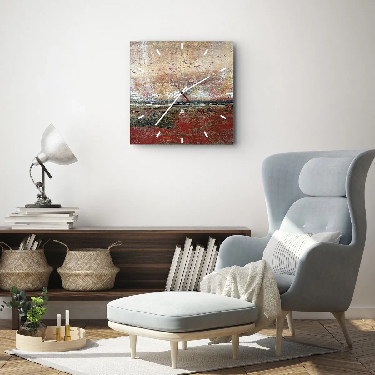 Väggklocka - Klocka på glas - Kanske är det havet - 40x40 cm