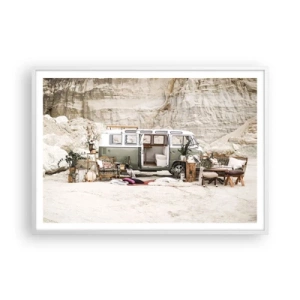 Affisch i vit ram - Dags att börja resan - 100x70 cm