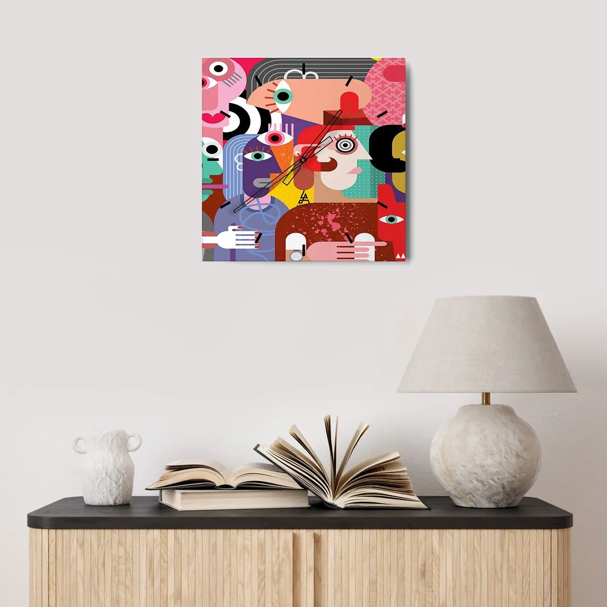 Väggklocka - Klocka på glas - Vi är från Picasso - 40x40 cm