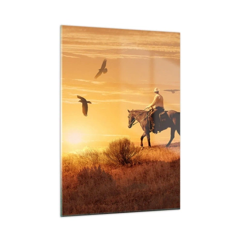 Glastavla - Bild på glas - Ensamt genom prärien - 50x70 cm