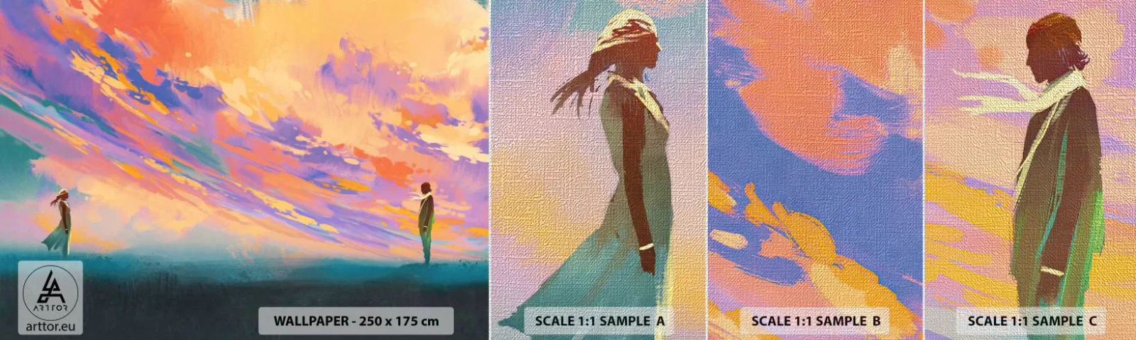 Provbit av fototapet Premium Canvas - Dragkraft - Abstraktion, Kvinna och man, Bit - 100x30 cm