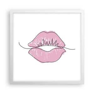 Affisch i vit ram - Redo att kyssas? - 40x40 cm