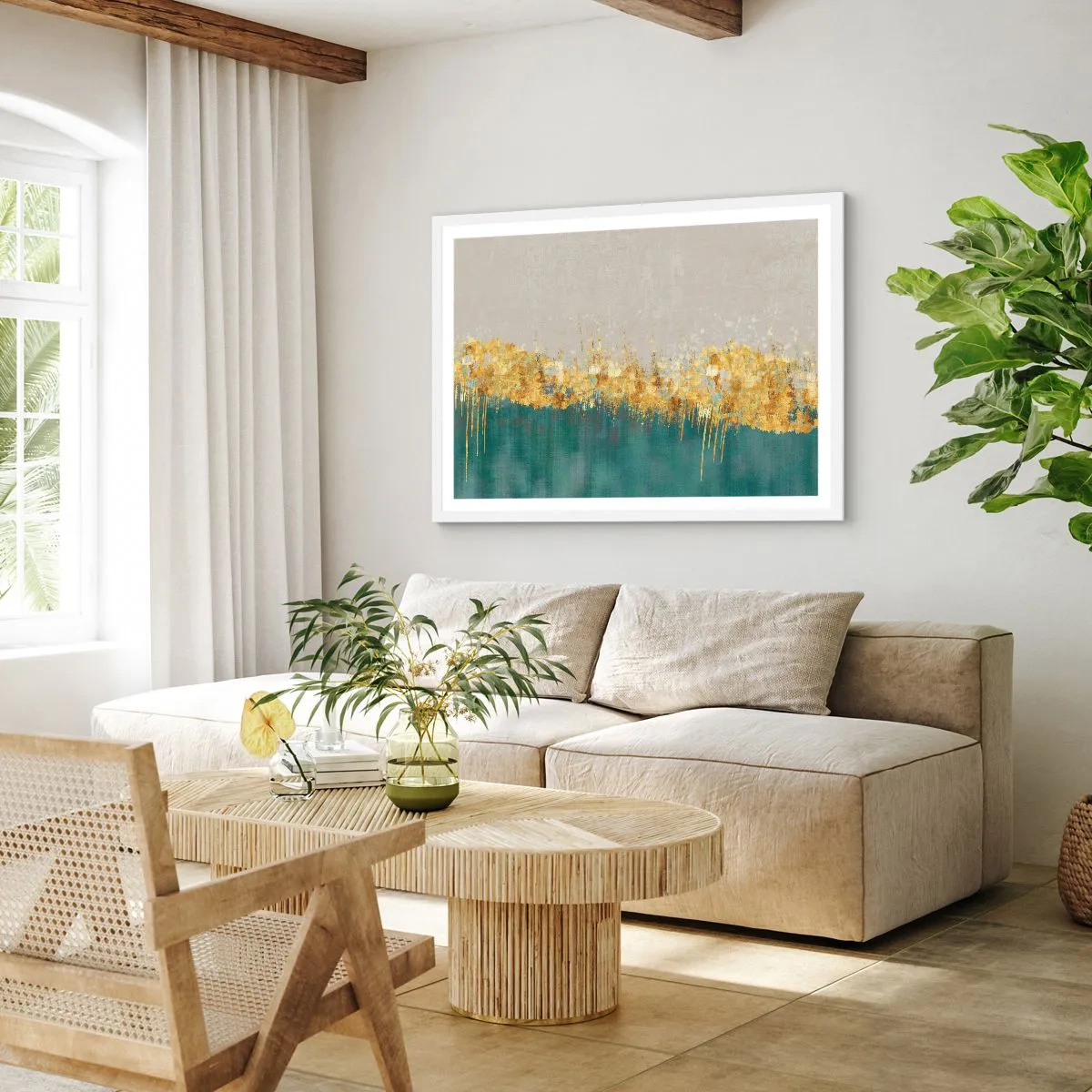 Affisch i vit ram - Den gyllene gränsen - 70x50 cm