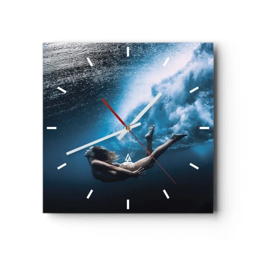 Väggklocka - Klocka på glas - Modern sjöjungfru - 40x40 cm
