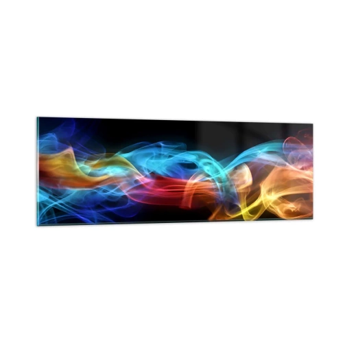 Glastavla - Bild på glas - Dimmas regnbågsdans - 90x30 cm