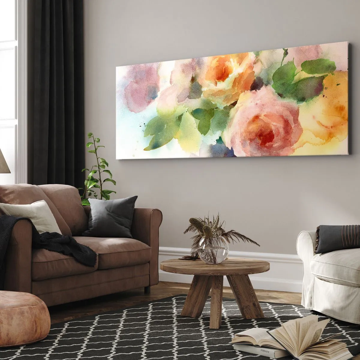 Canvastavla - Bild på duk - Delikat som en akvarell - 120x50 cm