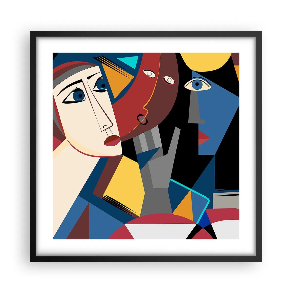 Affisch i svart ram - Kubistiskt samtal - 50x50 cm