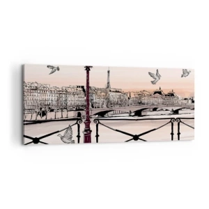 Canvastavla - Bild på duk - Över Paris tak - 100x40 cm