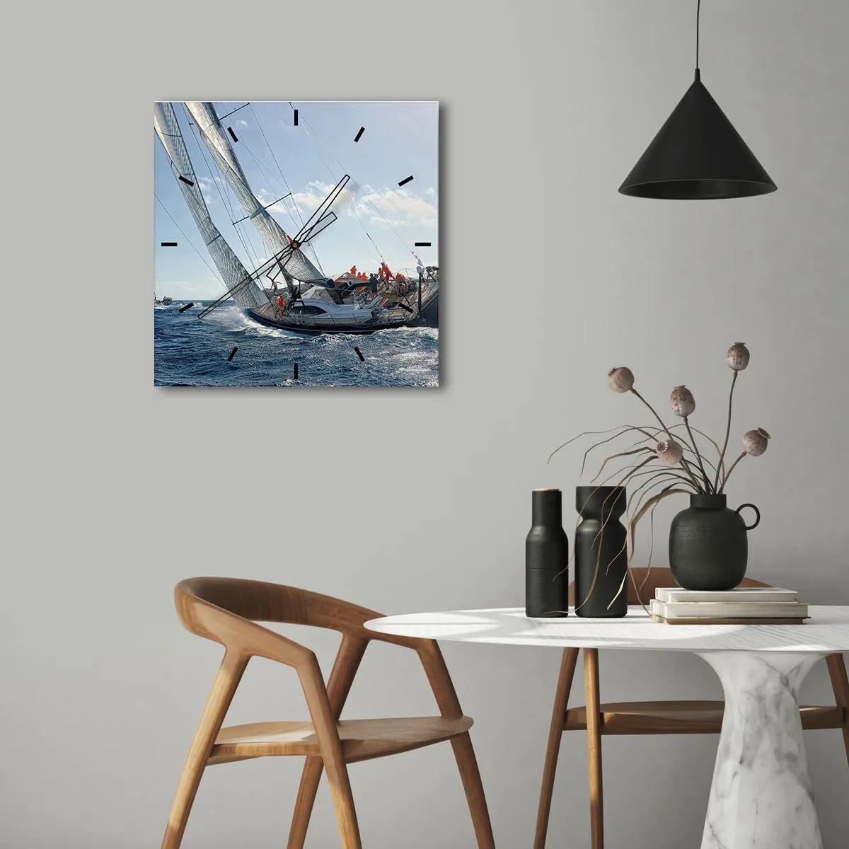 Väggklocka - Klocka på glas - Låt bättre vinna - 30x30 cm