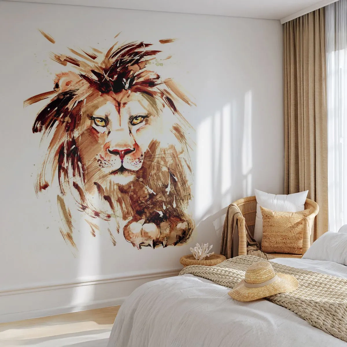 Självhäftande Fototapet Deluxe Sticker - Styrka och värdighet - Djur, Lejon, Abstraktion - 250x175 cm