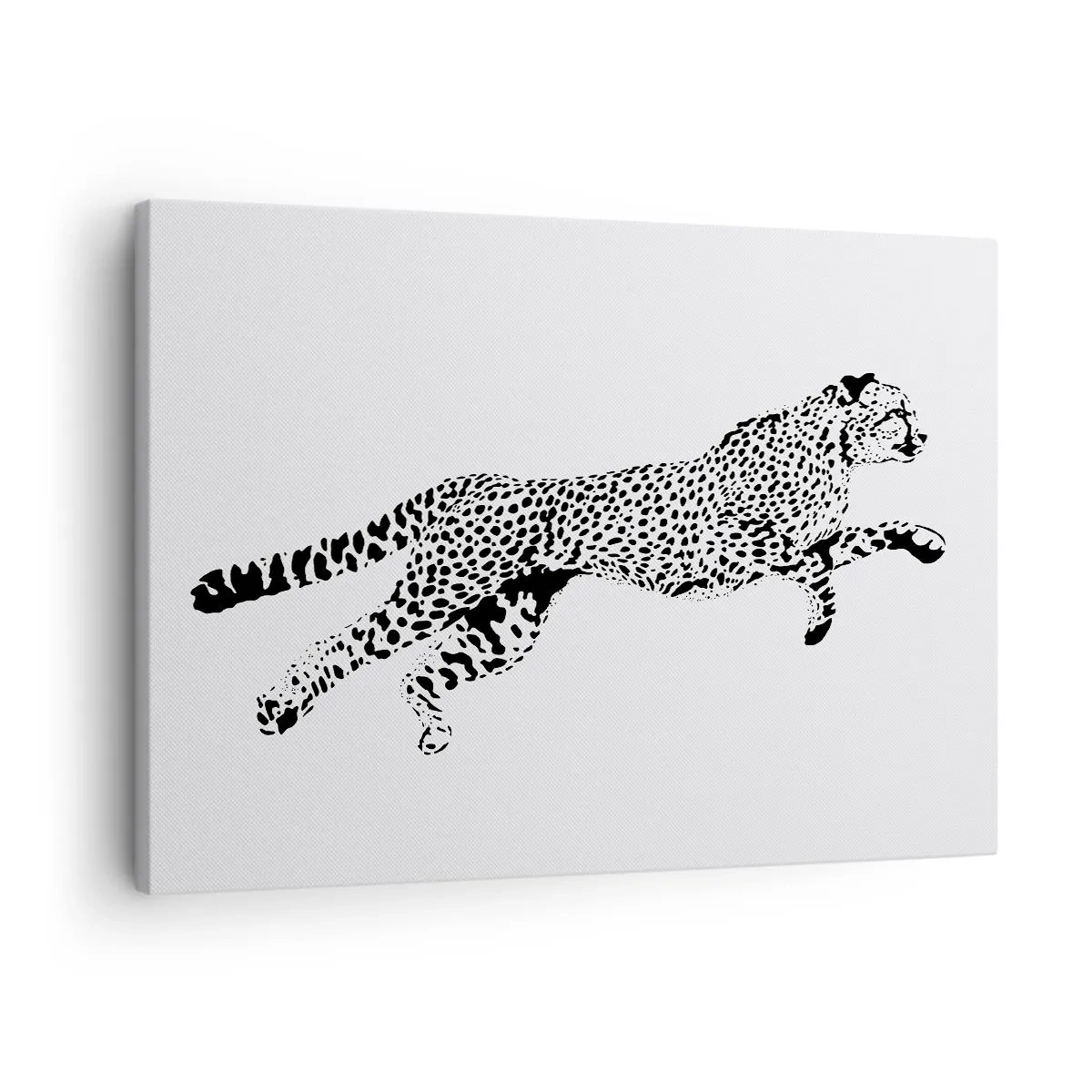 Canvastavla - Bild på duk - Minimalistisk grafik av en gepard i rörelse - 70x50cm - Snabbast på jorden - Modern väggdekoration för vardagsrum och sovrum ARTTOR