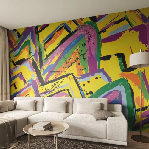 Fototapet Premium Canvas - Skriker av glädje - Abstraktion, Bit, Målning - 250x175 cm