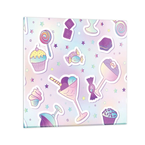 Glastavla - Bild på glas - Skulle vilja ha födelsedag varje dag - 60x60 cm