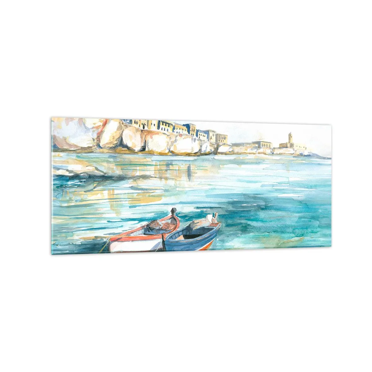 Glastavla - Bild på glas - Landskap i azurblått - 120x50 cm