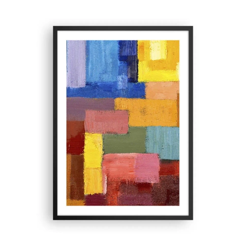 Affisch i svart ram - Abstrakta färgglada rektanglar i en harmonisk komposition - 50x70cm - Alla olika, alla färgglada - Modern väggdekoration för vardagsrum och sovrum ARTTOR