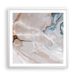 Affisch i vit ram - Blåa meanderlopp under vithet - 60x60 cm