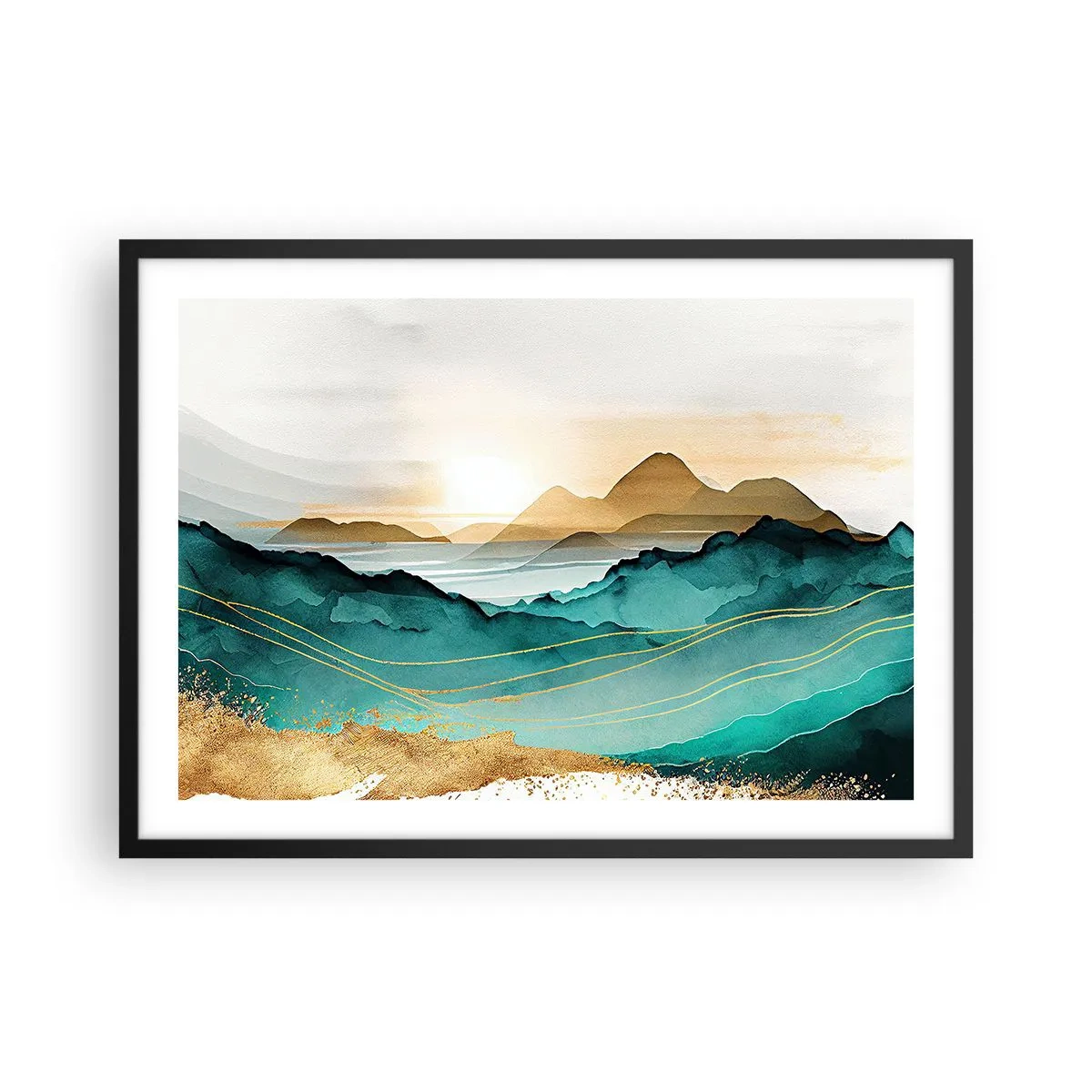 Affisch i svart ram - På gränsen till abstraktion - landskap - 70x50 cm