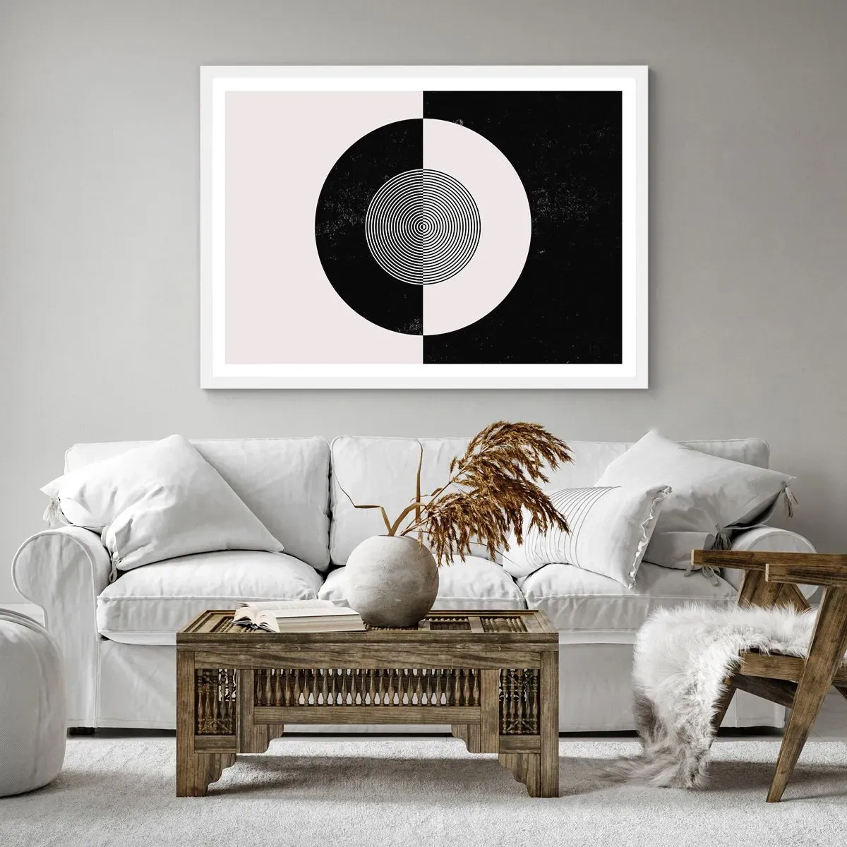 Affisch i vit ram - Harmoni i svart och vitt - 100x70 cm