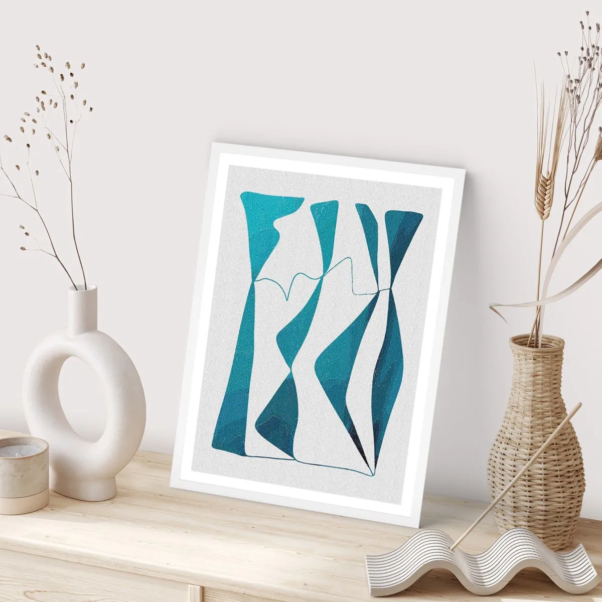 Affisch i vit ram - Abstraktion: en turkos förening - 61x91 cm