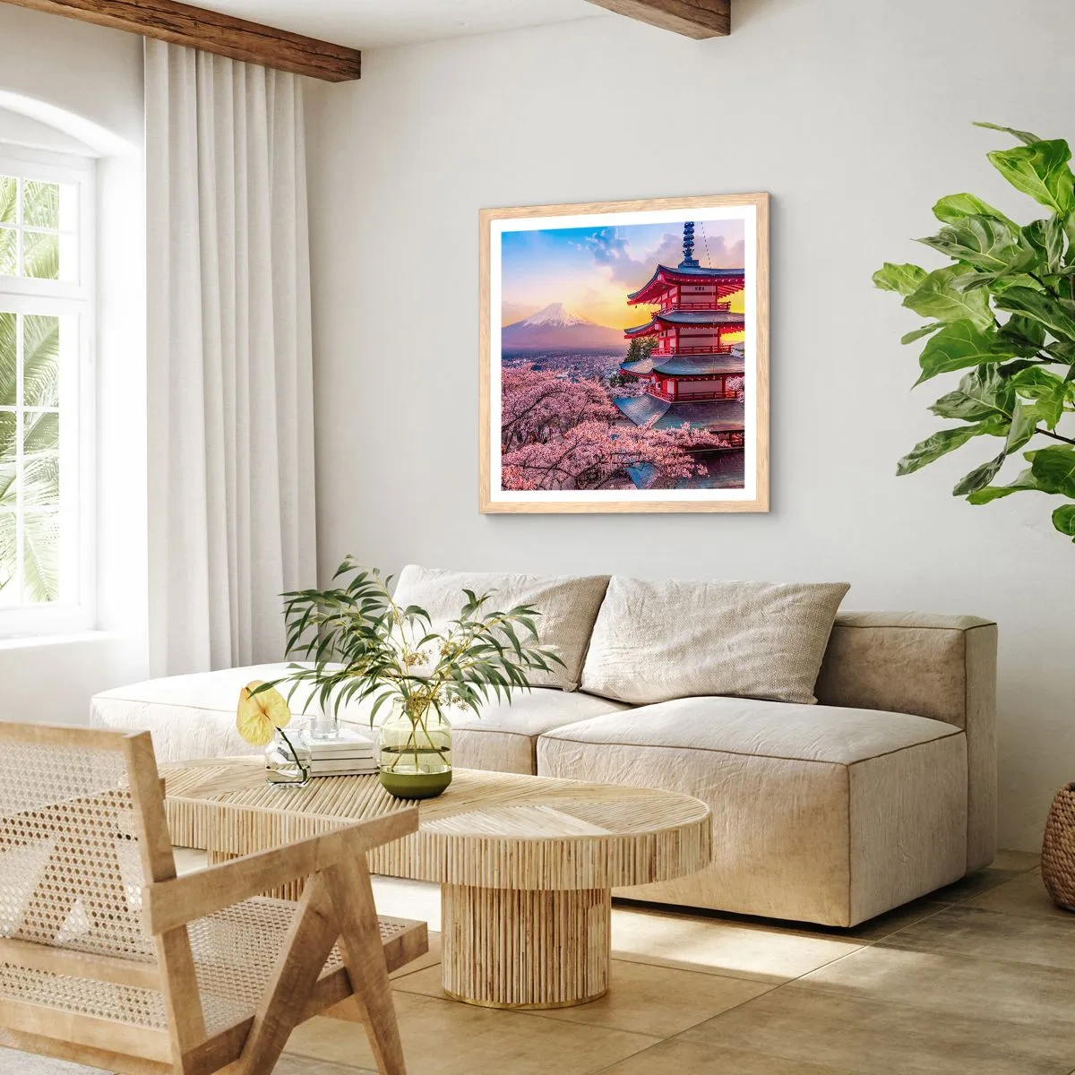 Affisch i ram av ljusek - Essens av den japanska andan - 40x40 cm