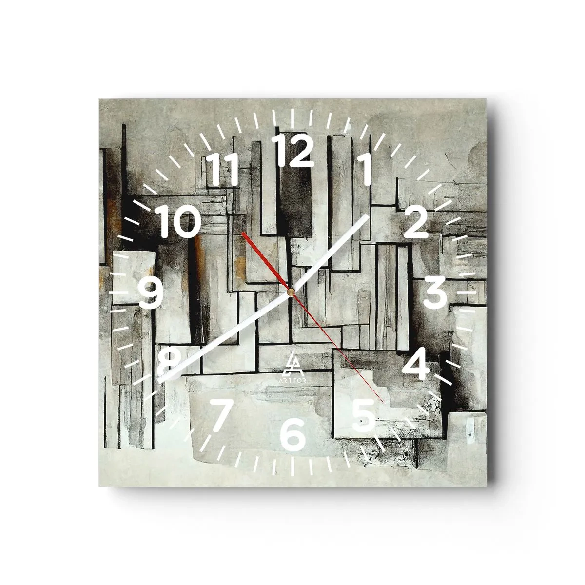 Väggklocka - Klocka på glas - Kraften i enkelhet - 40x40 cm